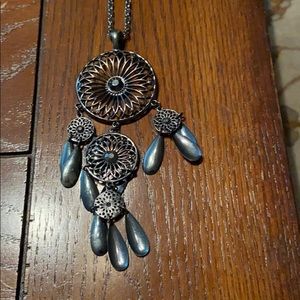 Gun metal grey long necklace!